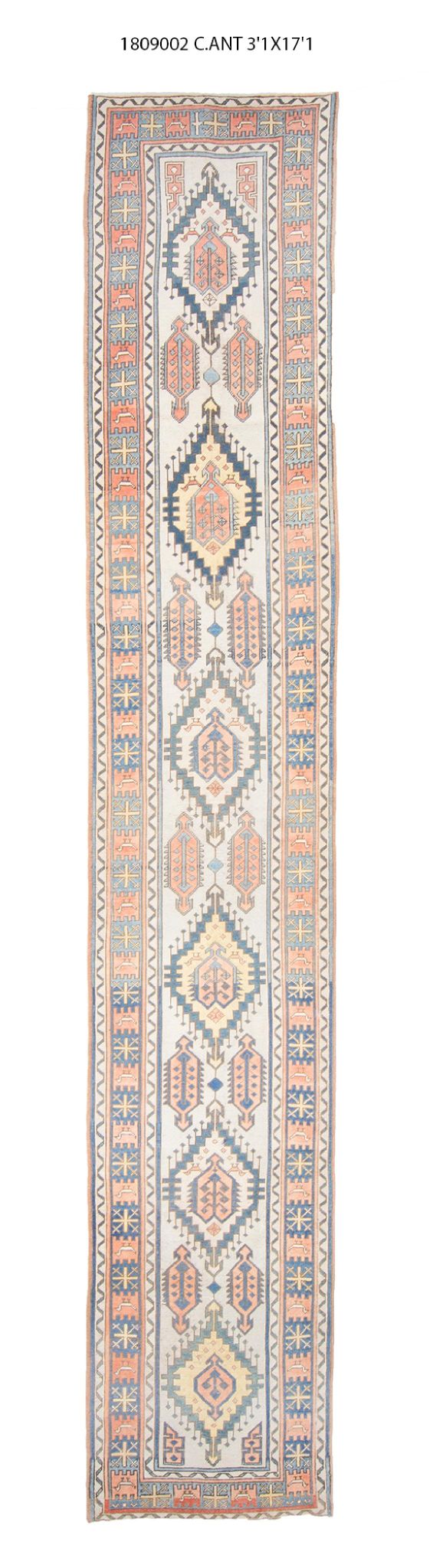 3x17 Old & Vintage Turkish Area Runner Rug