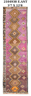 4x13 Old & Vintage Turkish Area Runner Rug