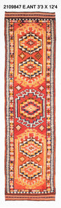 3x12 Old & Vintage Turkish Area Runner Rug