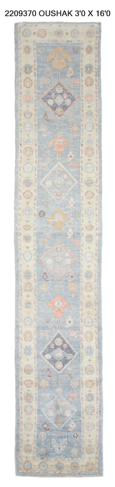 3x16 Modern Oushak Area Runner Rug