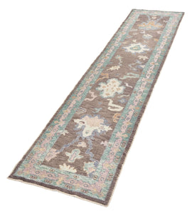 2x12 Colorful Modern Oushak Runner Rug