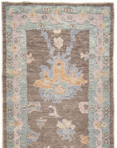 2x12 Colorful Modern Oushak Runner Rug