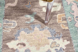 2x12 Colorful Modern Oushak Runner Rug