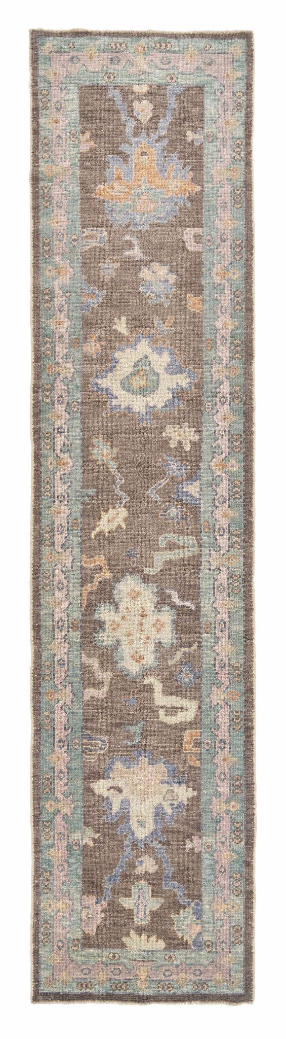 2x12 Colorful Modern Oushak Runner Rug