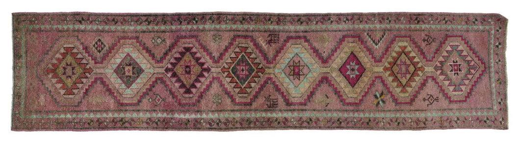 2x12 Colorful Old & Vintage Turkish Runner Rug