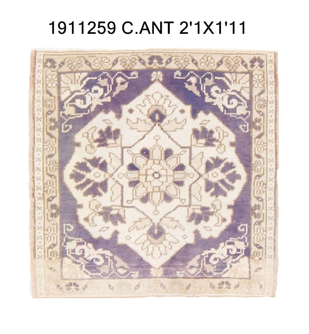 2x2 Old & Vintage Turkish Area Rug
