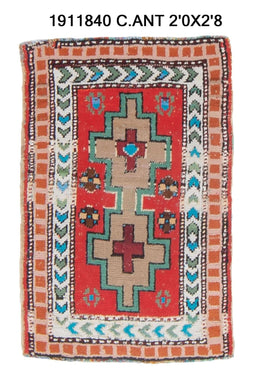 2x3 Old & Vintage Turkish Area Rug