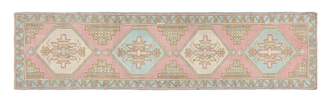 2x9 Colorful Old & Vintage Turkish Runner Rug