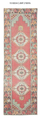 3x10 Red Vintage Turkish Runner Rug