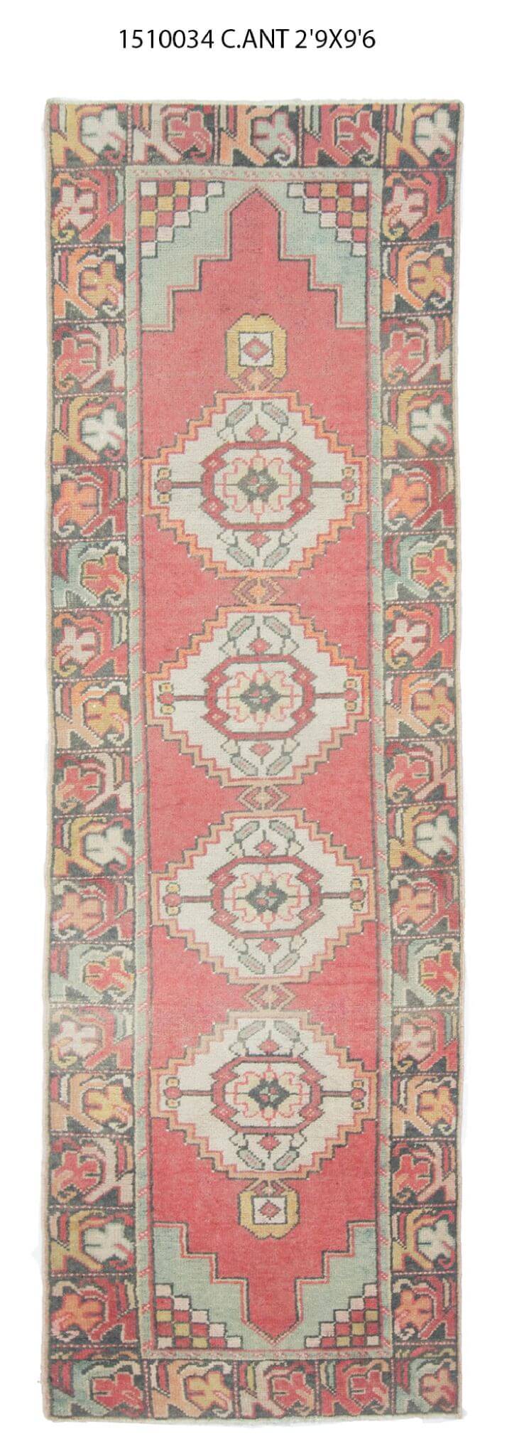 3x10 Red Vintage Turkish Runner Rug