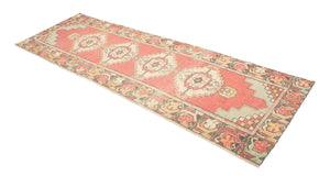 3x10 Red Vintage Turkish Runner Rug