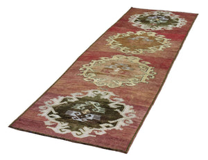 3x11 Colorful Old & Vintage Turkish Runner Rug