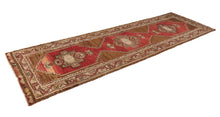 3x11 Red Vintage Turkish Runner Rug