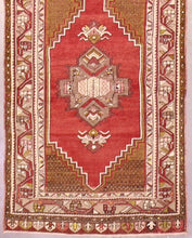 3x11 Red Vintage Turkish Runner Rug