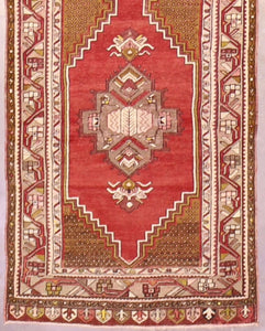 3x11 Red Vintage Turkish Runner Rug