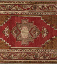 3x11 Red Vintage Turkish Runner Rug