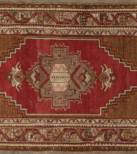 3x11 Red Vintage Turkish Runner Rug