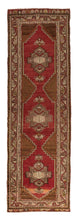 3x11 Red Vintage Turkish Runner Rug