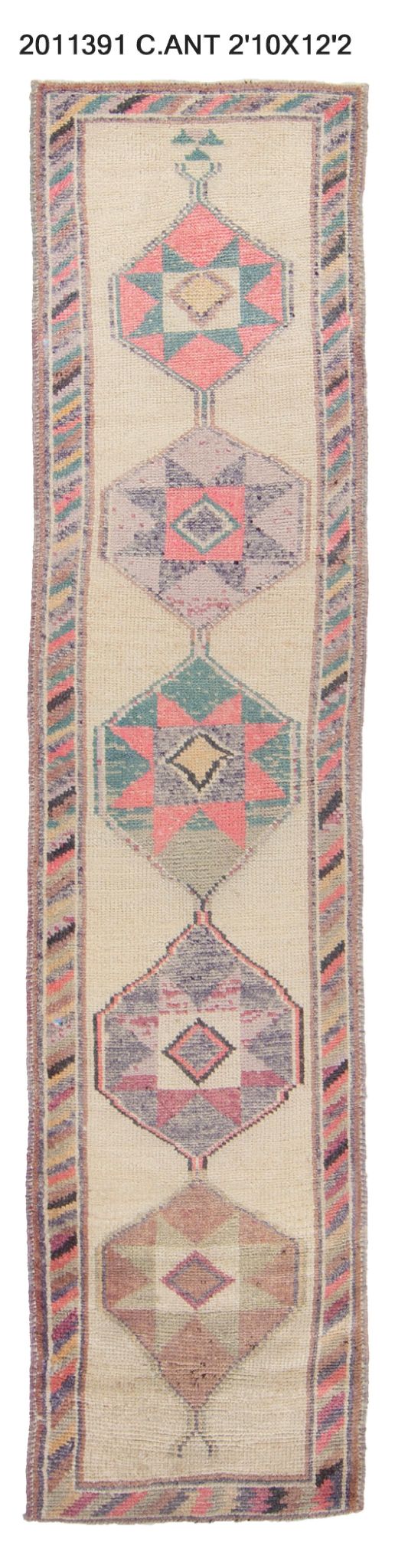 3x12 Old & Vintage Turkish Area Runner Rug