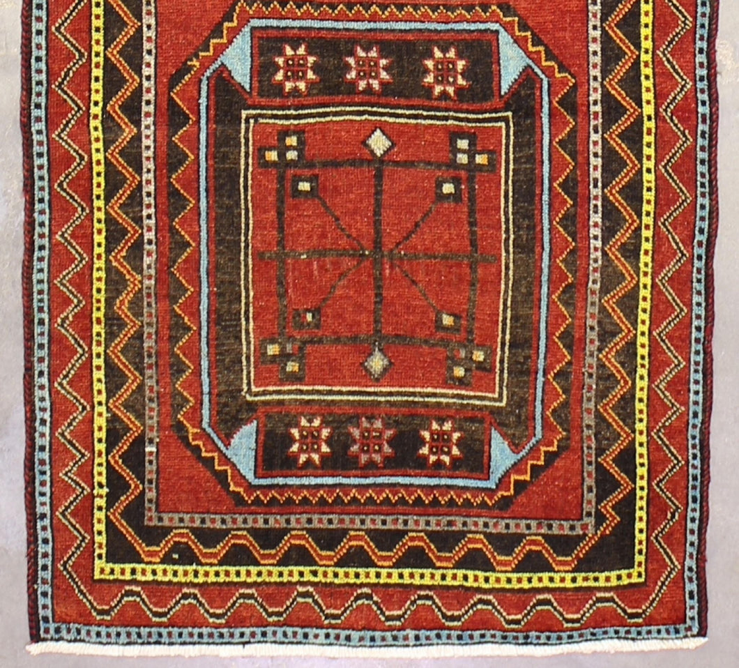 3x12 Red Vintage Turkish Runner Rug