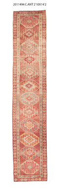 3x14 Old & Vintage Turkish Area Runner Rug