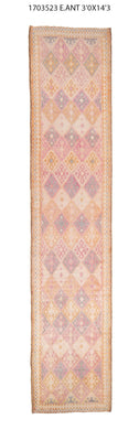 3x14 Old & Vintage Turkish Area Runner Rug
