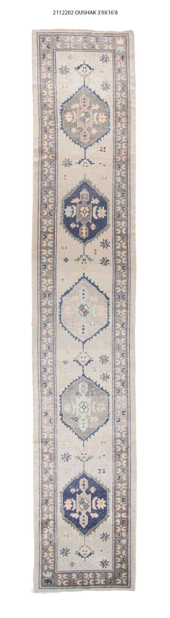 3x17 Modern Oushak Area Runner Rug
