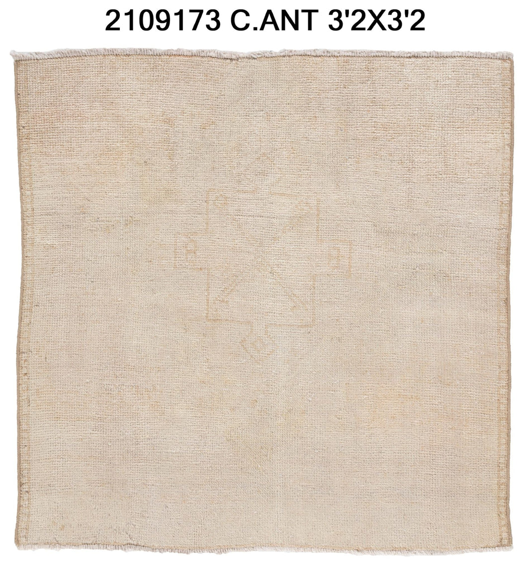 3x3 Old & Vintage Turkish Area Rug