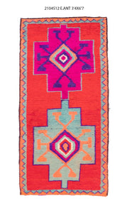 3x7 Old & Vintage Turkish Area Runner Rug