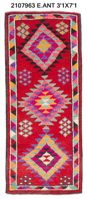 3x7 Old & Vintage Turkish Area Runner Rug