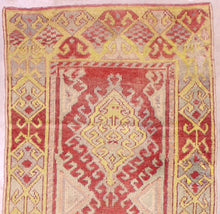 3x8 Red Vintage Turkish Runner Rug