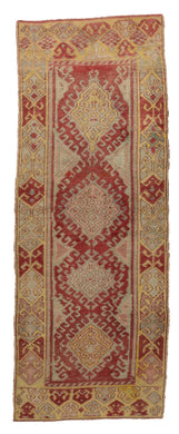 3x8 Red Vintage Turkish Runner Rug