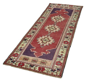 3x9 Colorful Old & Vintage Turkish Runner Rug