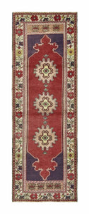 3x9 Colorful Old & Vintage Turkish Runner Rug