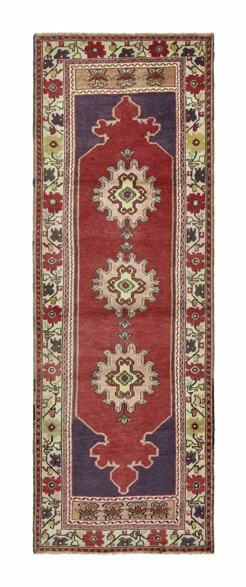 3x9 Colorful Old & Vintage Turkish Runner Rug