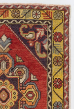 3x9 Red Old & Vintage Turkish Runner Rug