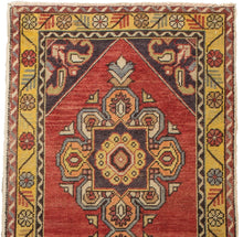 3x9 Red Old & Vintage Turkish Runner Rug