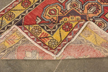 3x9 Red Old & Vintage Turkish Runner Rug
