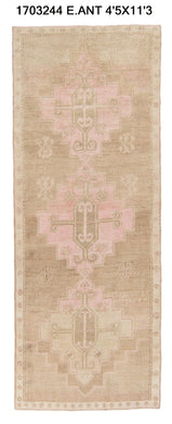 4x11 Old & Vintage Turkish Area Runner Rug