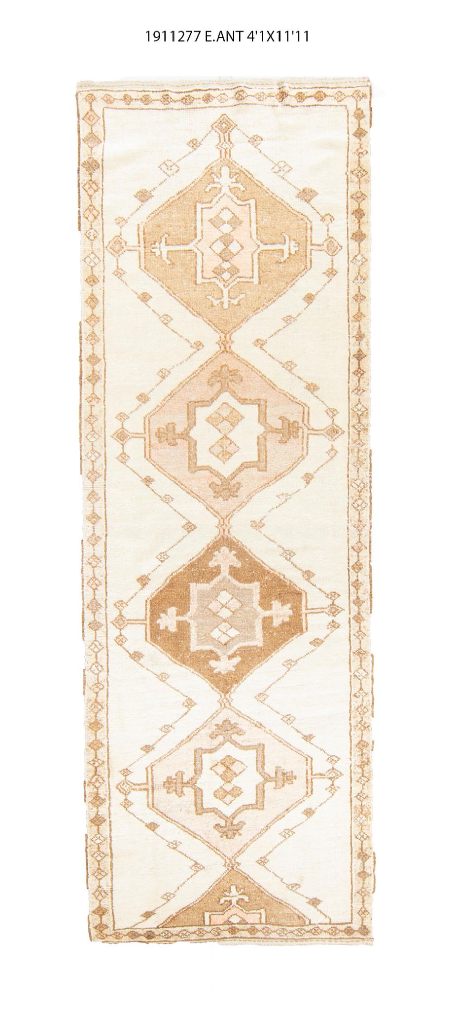 4x11 Old& Vintage Turkish Area Runner Rug