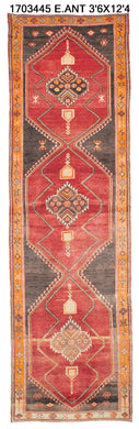 4x12 Old & Vintage Turkish Area Runner Rug