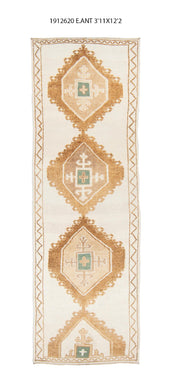 4x12 Old & Vintage Turkish Area Runner Rug