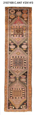 4x14 Old & Vintage Turkish Area Runner Rug