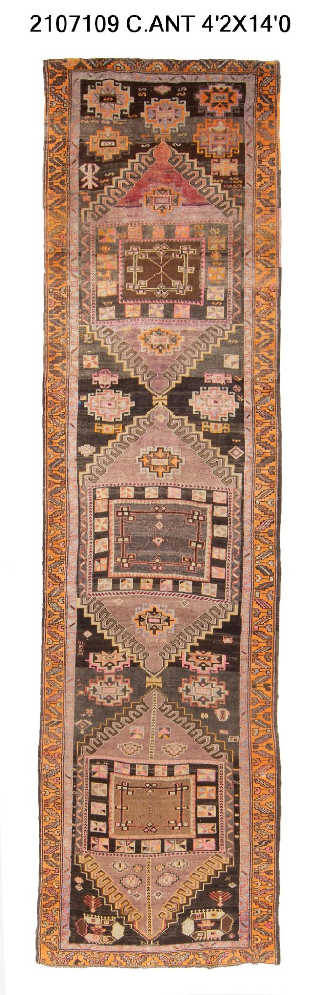 4x14 Old & Vintage Turkish Area Runner Rug