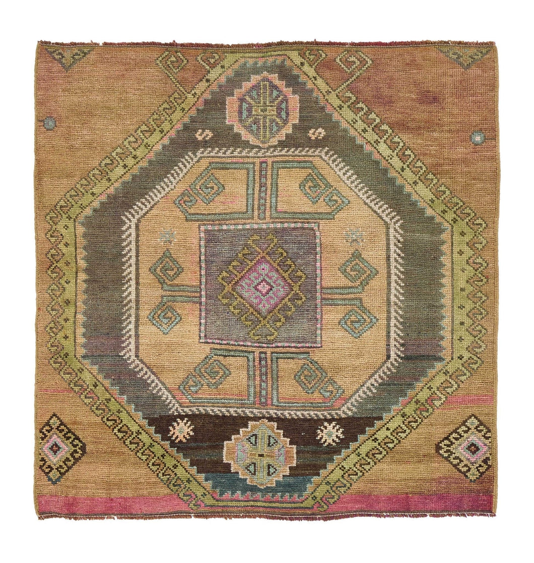 4x4 Old & Vintage Turkish Area Rug