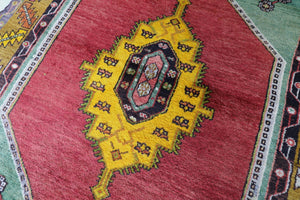 4x5 Terracotta & Yellow & Green Blue Colorful Vintage Turkish Area Rug