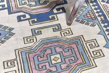 4x6 Beige & Steel Blue & Gray Purple Soft Vintage Turkish Area Rug