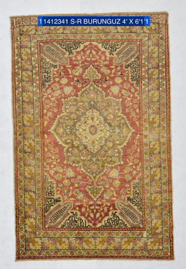 4x6 Red Old & Vintage Turkish Area Rug
