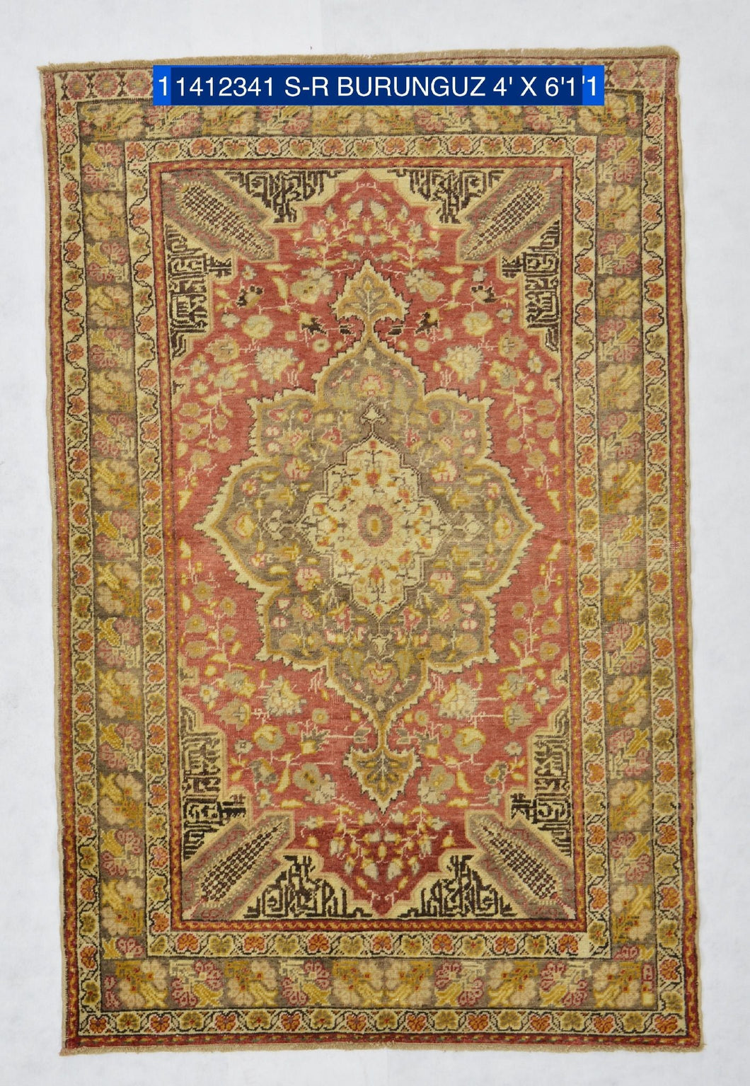 4x6 Red Old & Vintage Turkish Area Rug