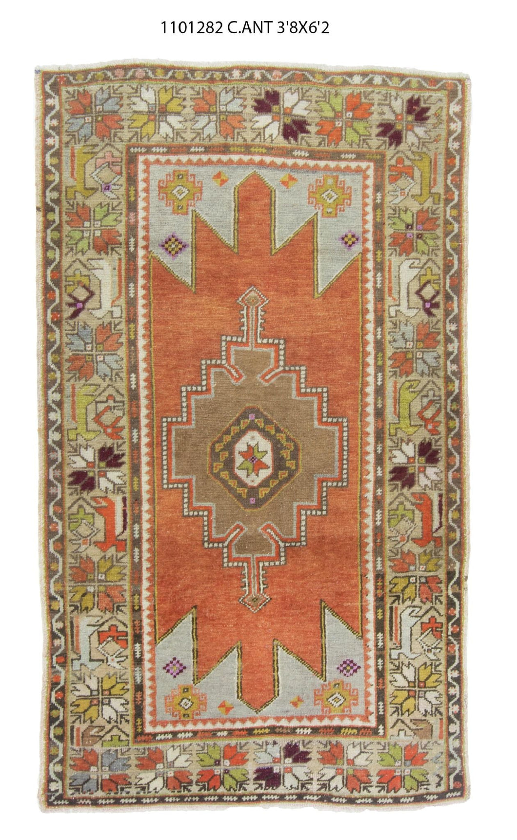 4x6 Red Vintage Turkish Area Rug